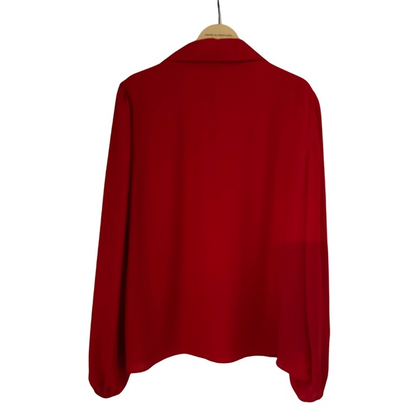 INC Holiday Party Red Long Sleeve Chain V-Neck Blouse - Picture 2 of 7